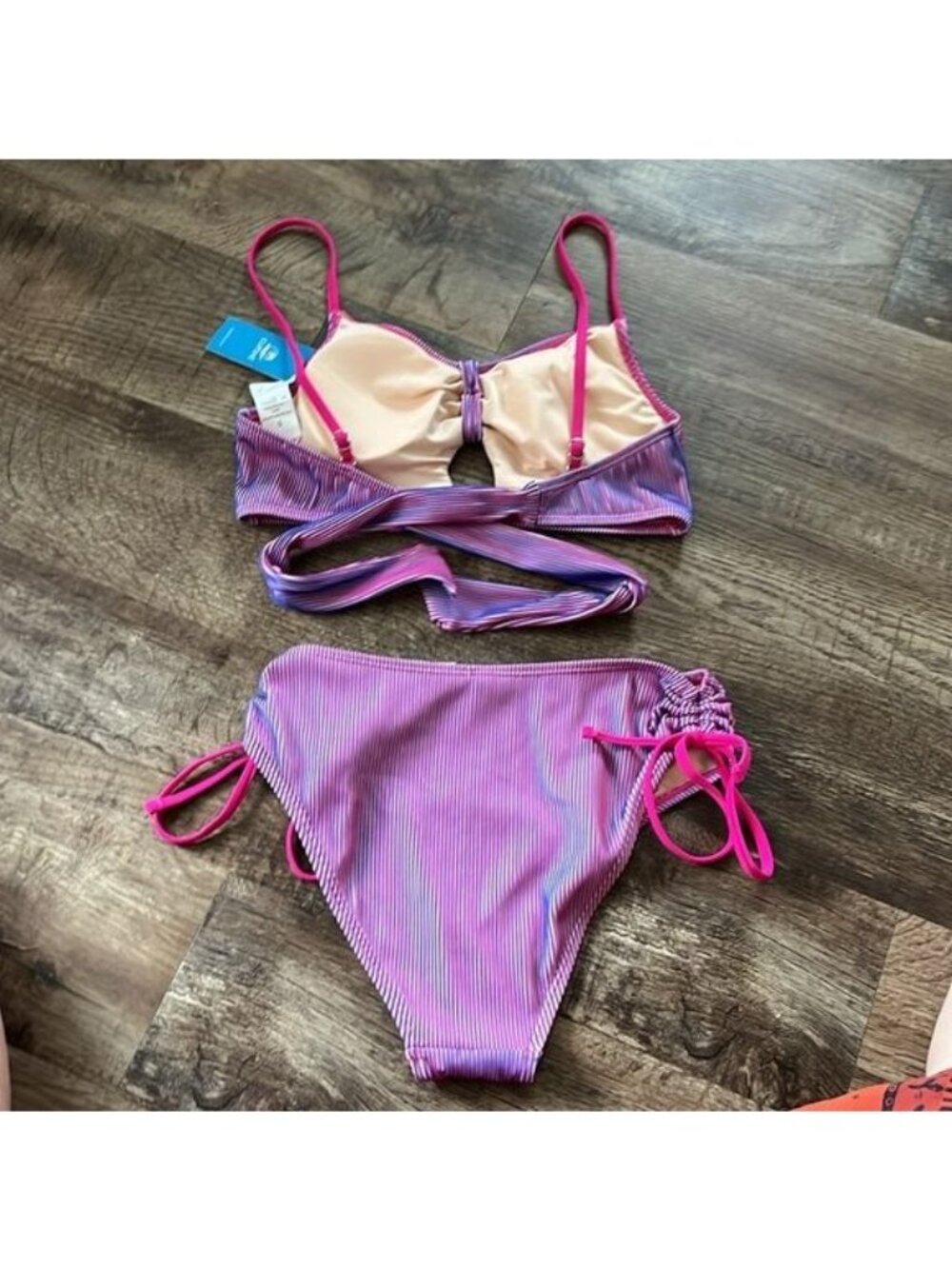 Beachy Blooms Wrap Bralette & Tummy Control Hipster Bikini Set - Picture 8 of 14